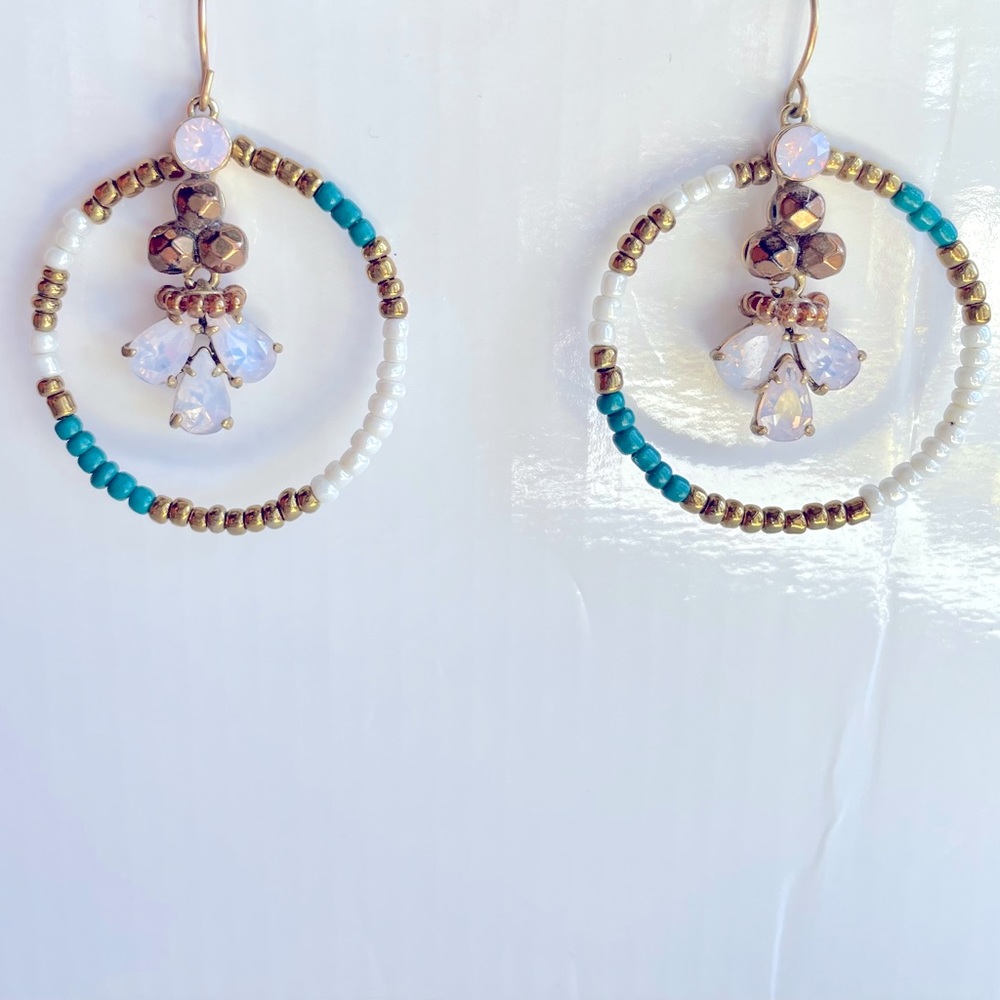 J. Crew Beaded Hoop Dangle Earrings